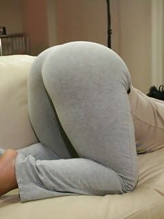 Black In Yoga Pants Shaved Black Pussy